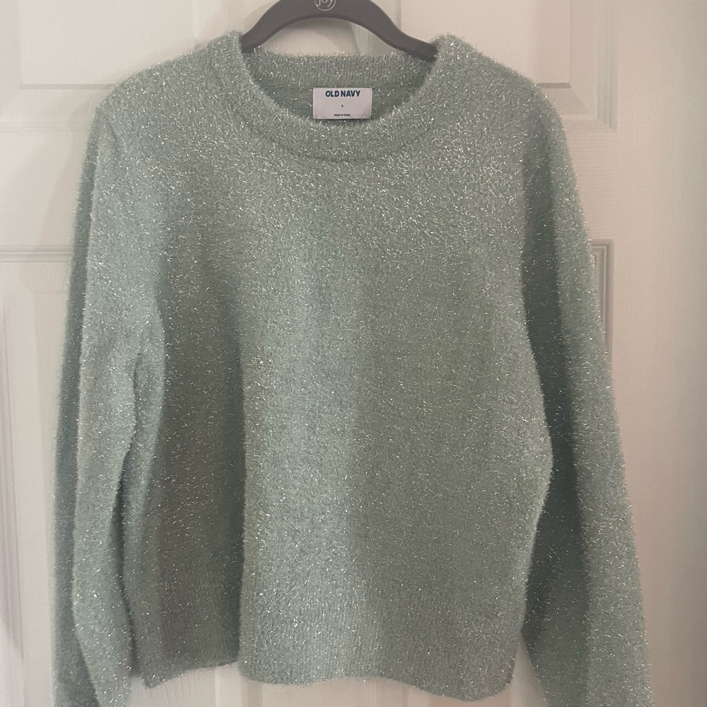 Old Navy Sparkly Women's Mint Green Crew Neck Sweater